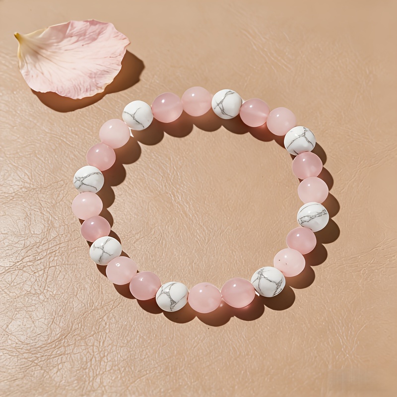 1pc fashionable multi color   bracelet 8mm natural stone bracelet white turquoise rose quartz the   for  