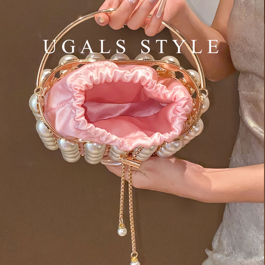 LUI SUI Sac à Main Perles Vintage Pour Femmes - Sac Mariage Cocktail Soirée Élégant Avec Chaîne