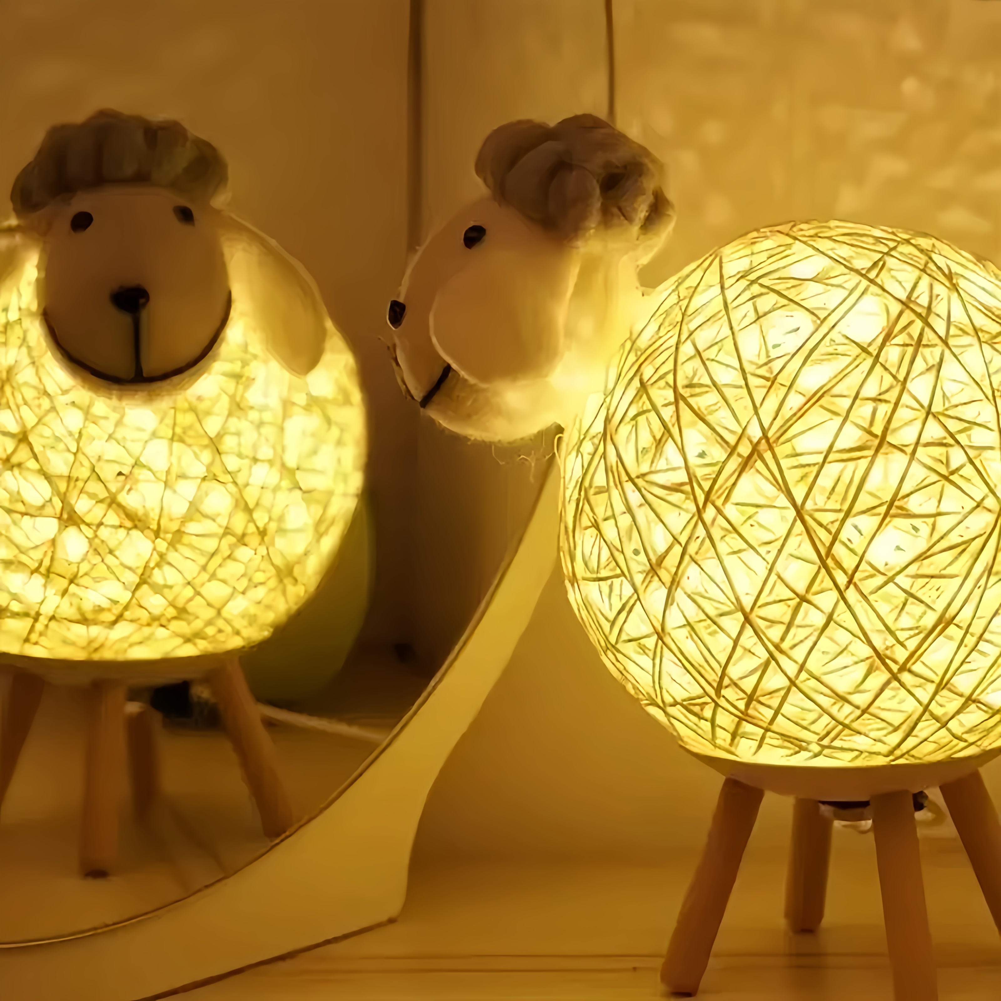 

Led Sheep-shaped Usb-powered Desk Lamp, Fabric Nightlight For Decor, Ambient Room Lighting, With No Battery, For Bedroom, Bar, Holiday Gift