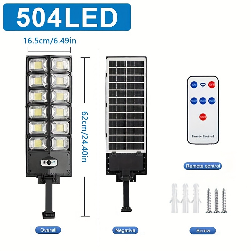 Image of 504led Solar Motion Sensor Street Light With Remote, 3 Lighting Solar Garden Light, 270 ° Wide-angle Safety Floodlight, Double Row Outdoor Courtyard Light, For Business Street Emergency, Garage, Path
