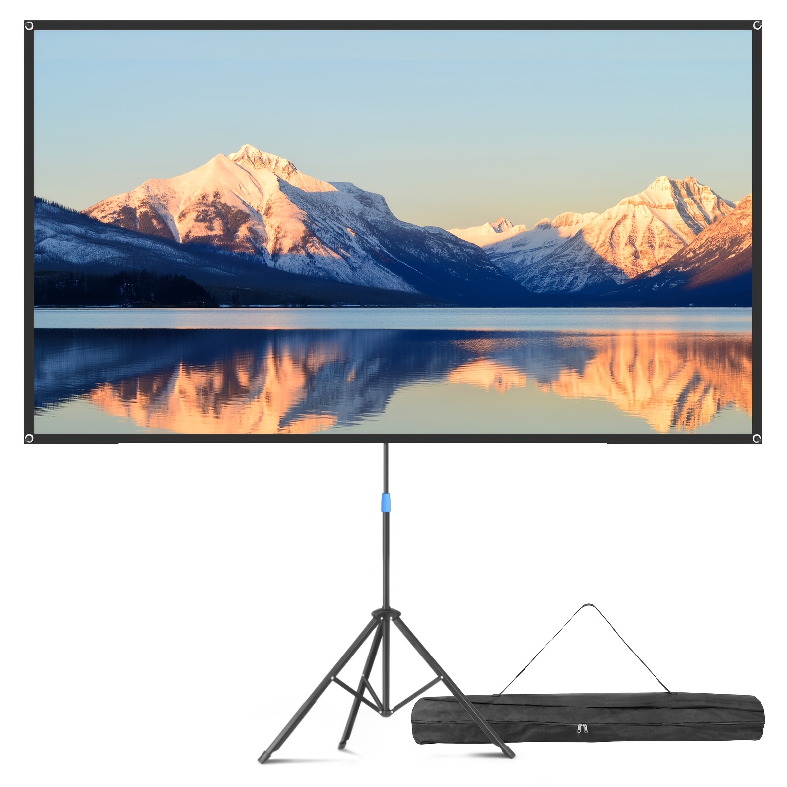 Projector Screen With Tripod Stand 80 Inch 16:9 4k Hd Projection Screen Stand Height Adjustable Portable Screen For Theater Projector Indoor & Outdoor For Office, Movie, , Gaming, Camping