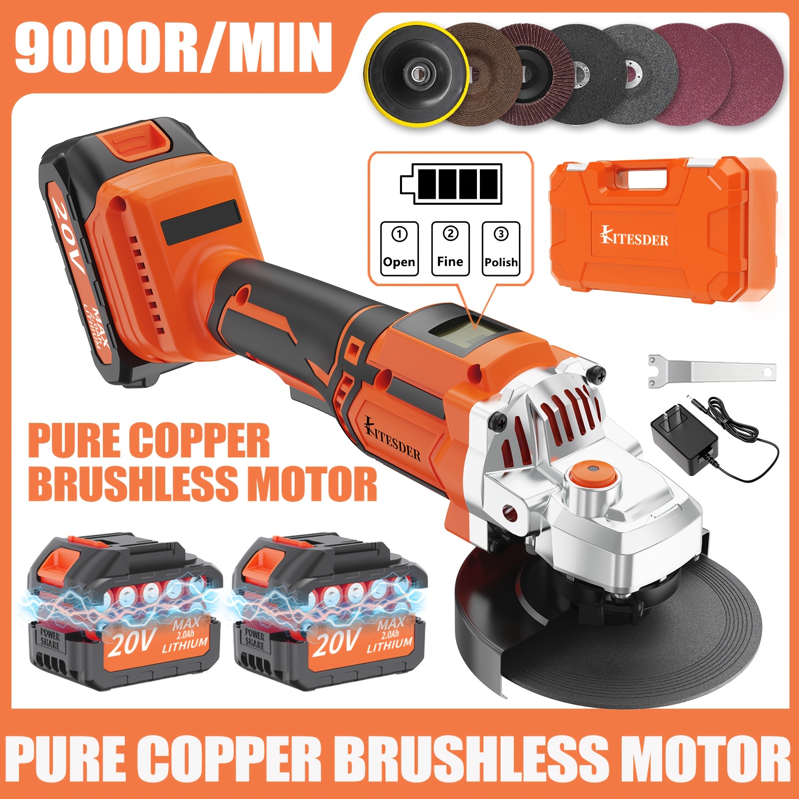 2026 new rechargeable angle grinder polisher portable heavy duty power with suitable for metal wood car repair grinding polishing machine ideal for professionals hobbyists