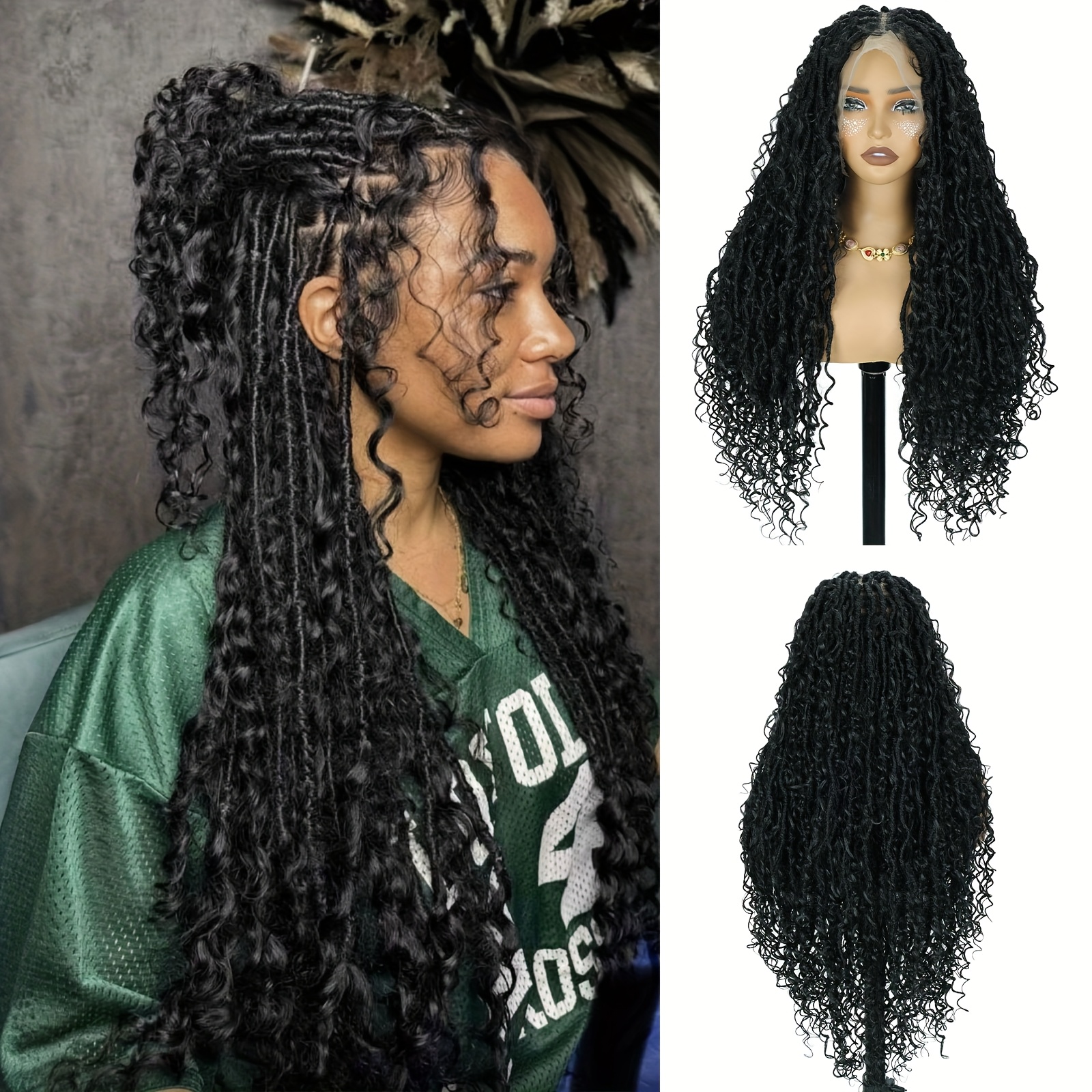 Complete Double Lace Wigs With Locs For Women, Featuring Knotless Braided Styles, And Curly Ends