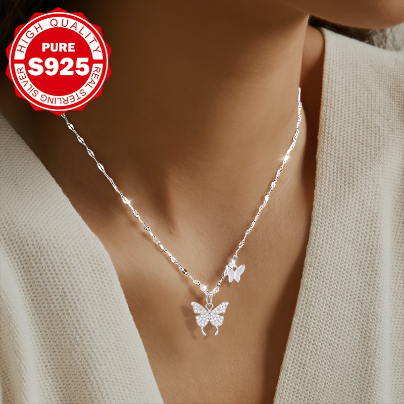 

1 Pendant Necklace, S925 Pure Silvery, Elegant And Exquisite, Suitable For And Parties, Suitable For Gift , Low Sensitivity 1.98g