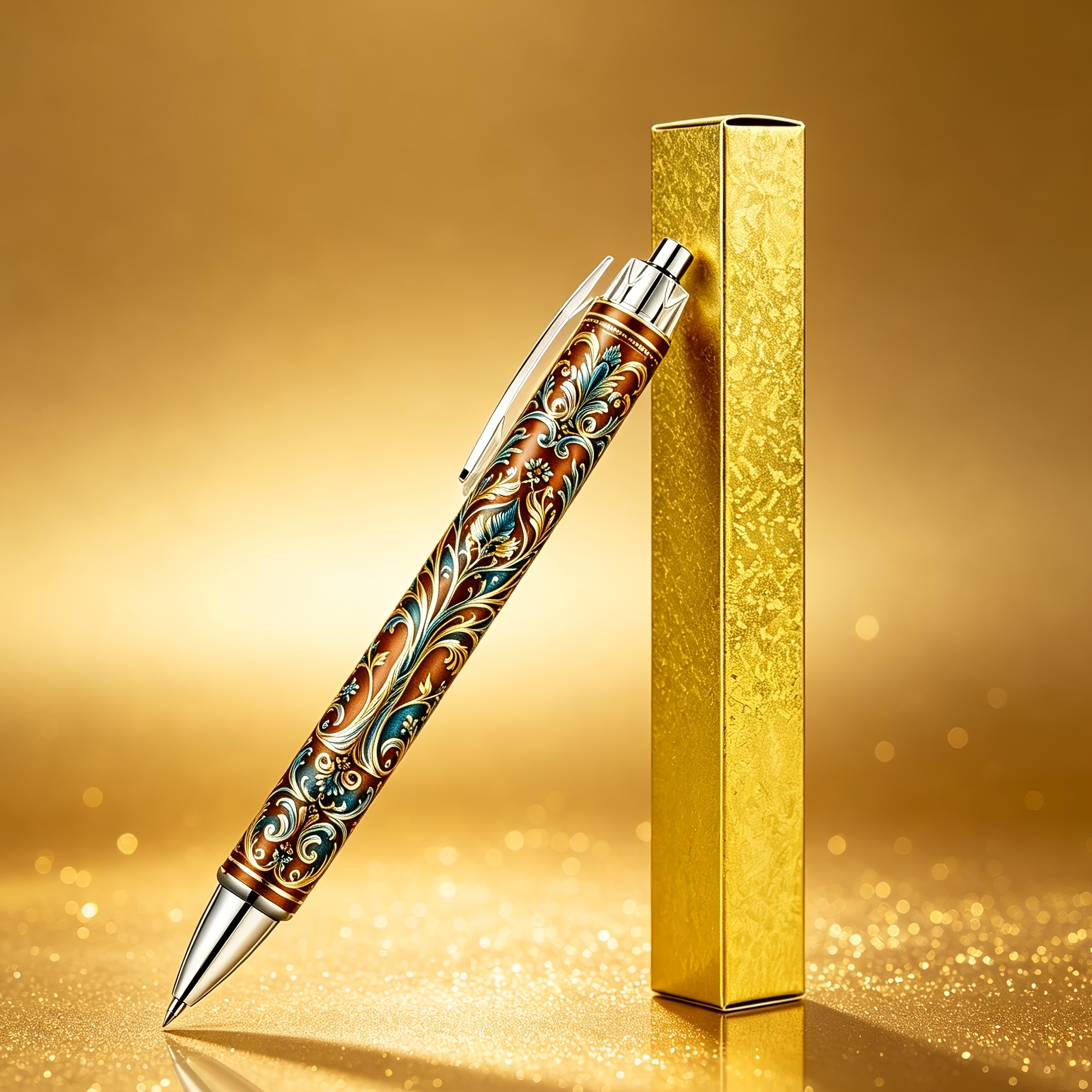 TEMU 1pc Luxury Tree Of Life Themed Ballpoint Pen With Premium Gift Box, Golden Boho Tree Of Life , Smooth Ink, Ideal School And Office Supplies,