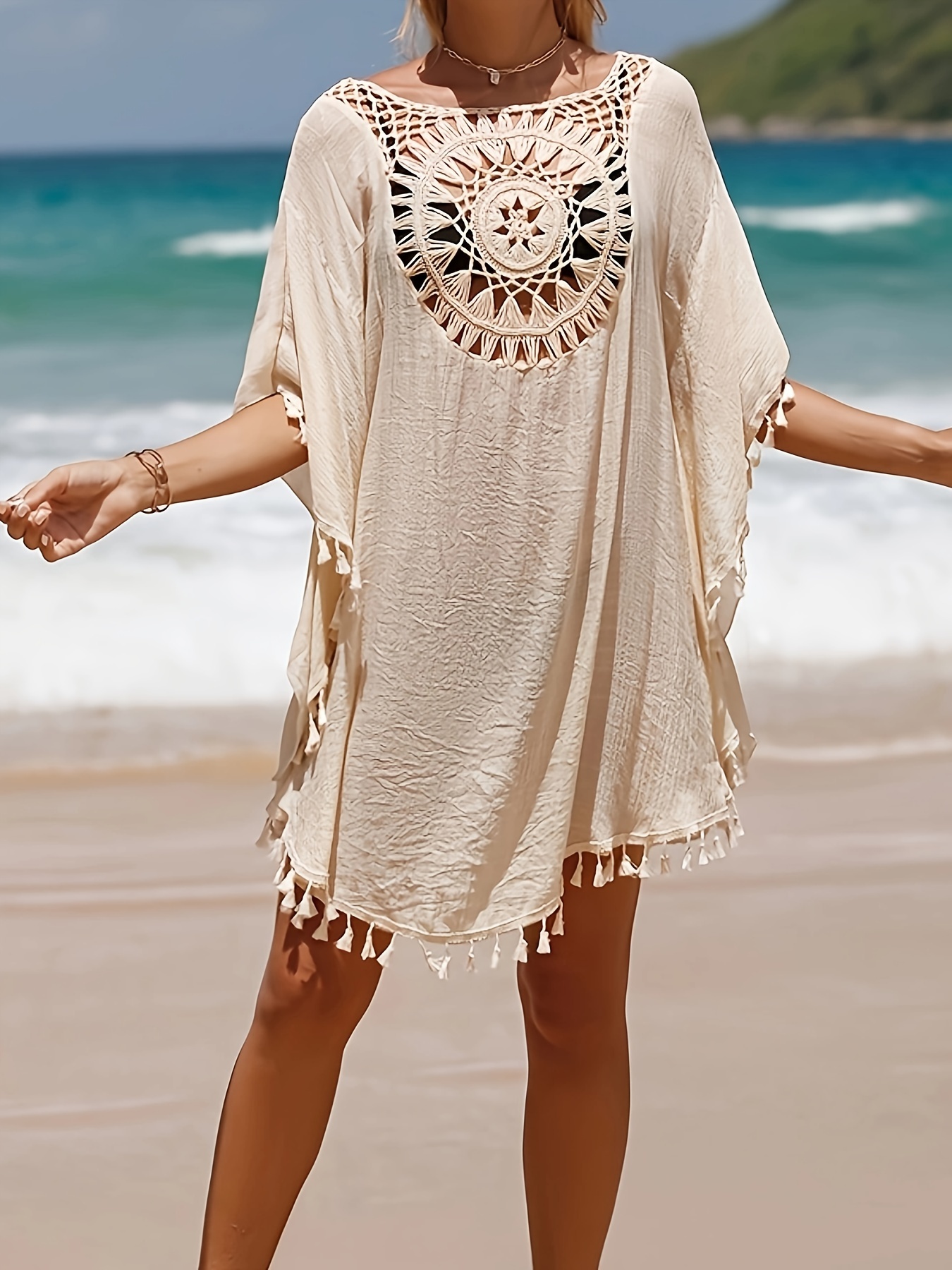 【関税送料込】CUPSHE Cupid's Treasure Lace-Up 水着 tuduoms Crochet Bikini Cover Ups for Women Summer Sleeveless