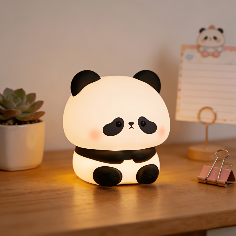 TEMU Veilleuse Panda LED à Détection de Intelligente, Douce, Capteur de Sommeil, 3 Niveaux de Luminosité, Minuterie, Arrêt Automatique, Chargement