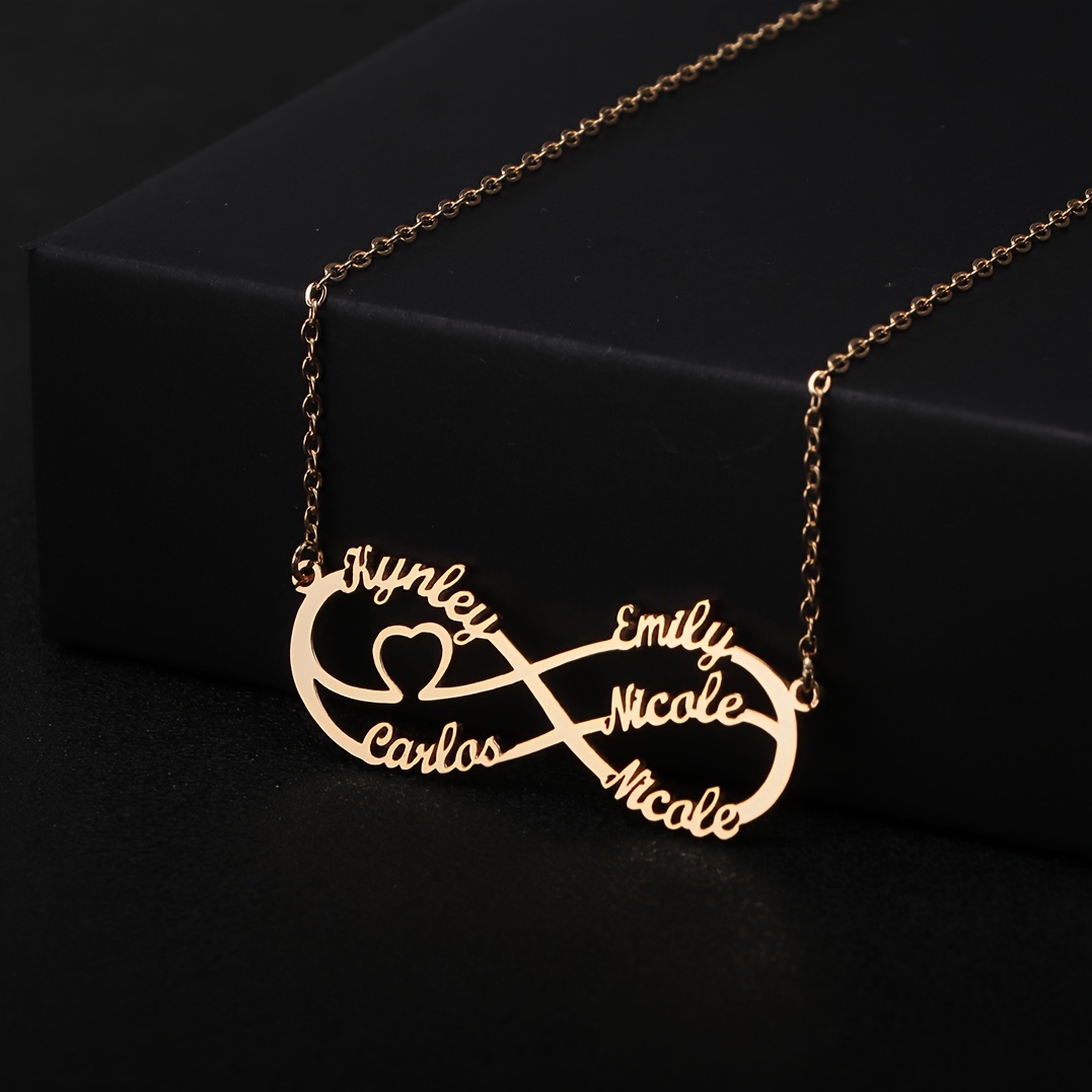 

Customized English Letter Love Heart Infinity Symbol Pendant Necklace Adjustable Neck Chain Jewelry