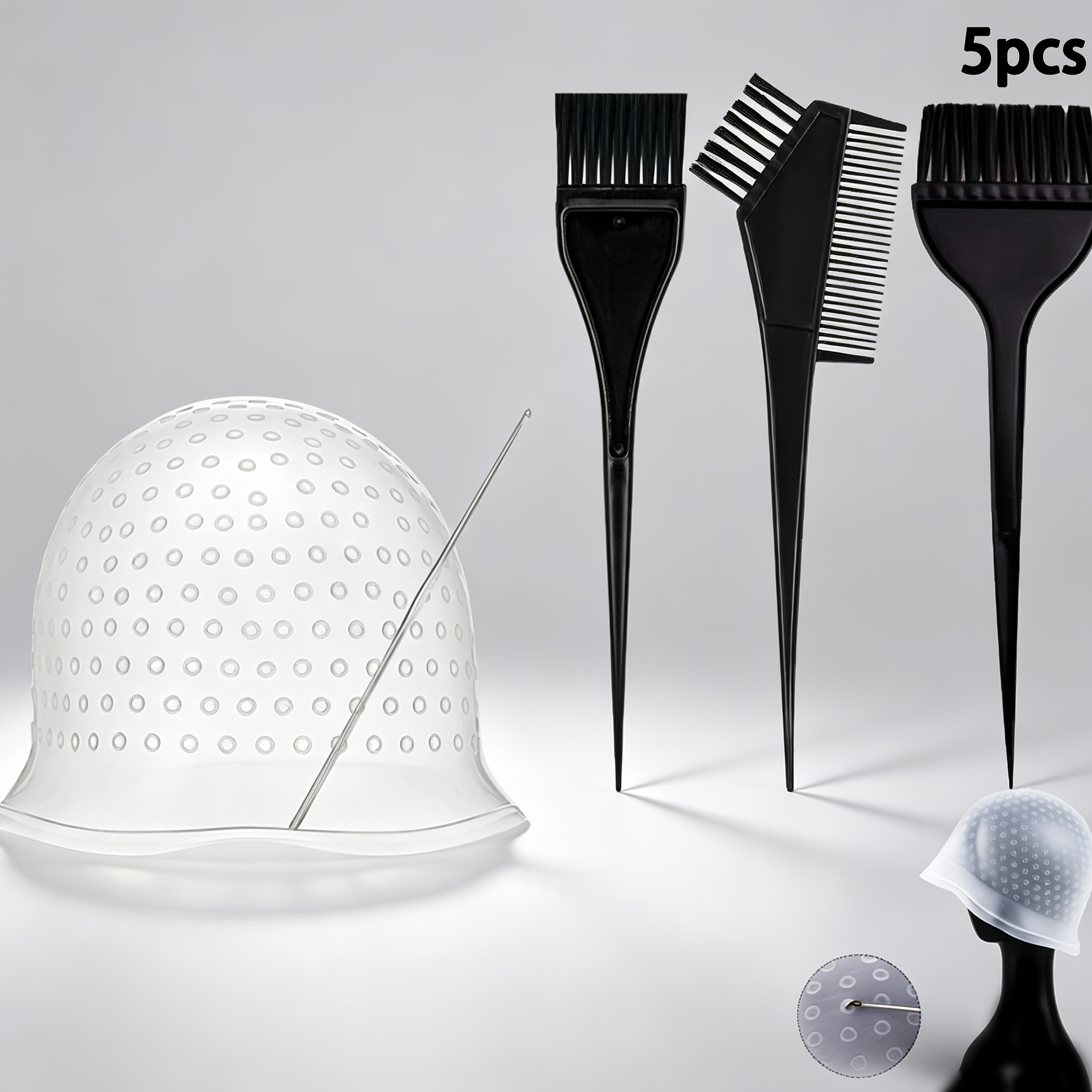 TEMU 5pcs Reusable Highlighting Set With Crochet Hair Dye Brush, Professional Salon Hair Highlighting Tool Kit