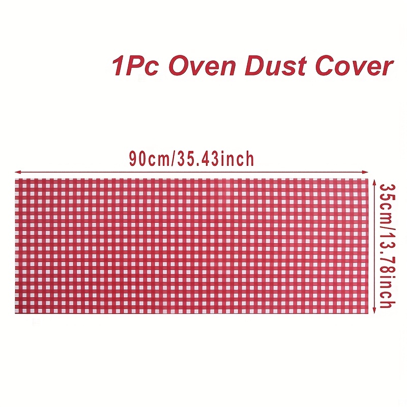 1pc, Red And White Checkered Pattern Printed Microwave Oven Dust Cover, Stylish 35x90cm Polyester Rectangular Cover Cloth, Microwave Oven, Countertop And Cabinet Organization Decorations