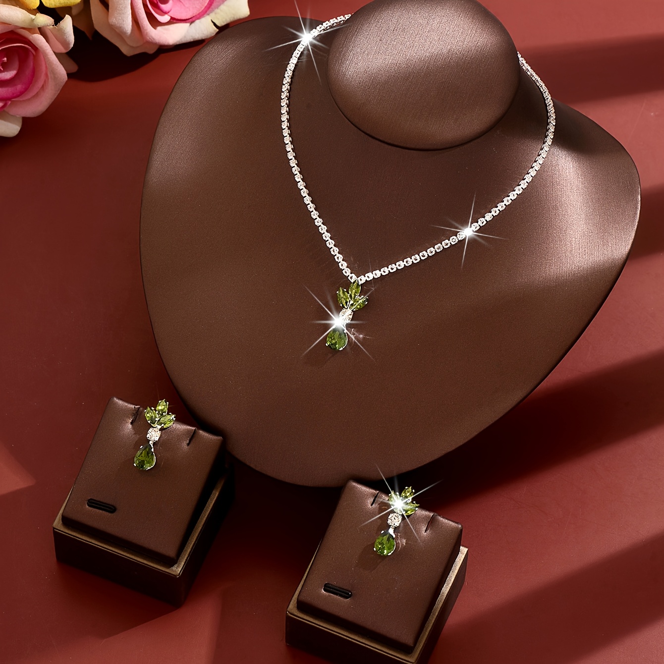 Floral Leaf Waterdrop Jewelry Set, Exquisite Design