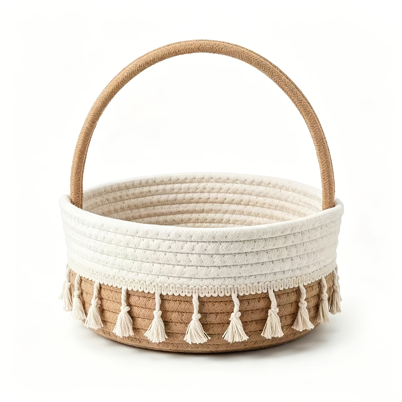 TEMU 1 Hanging Storage Basket - Hand-woven Basket With Handles - Living Room Decorative Organizer Basket - Multiple Colors - Shelf Storage Basket -