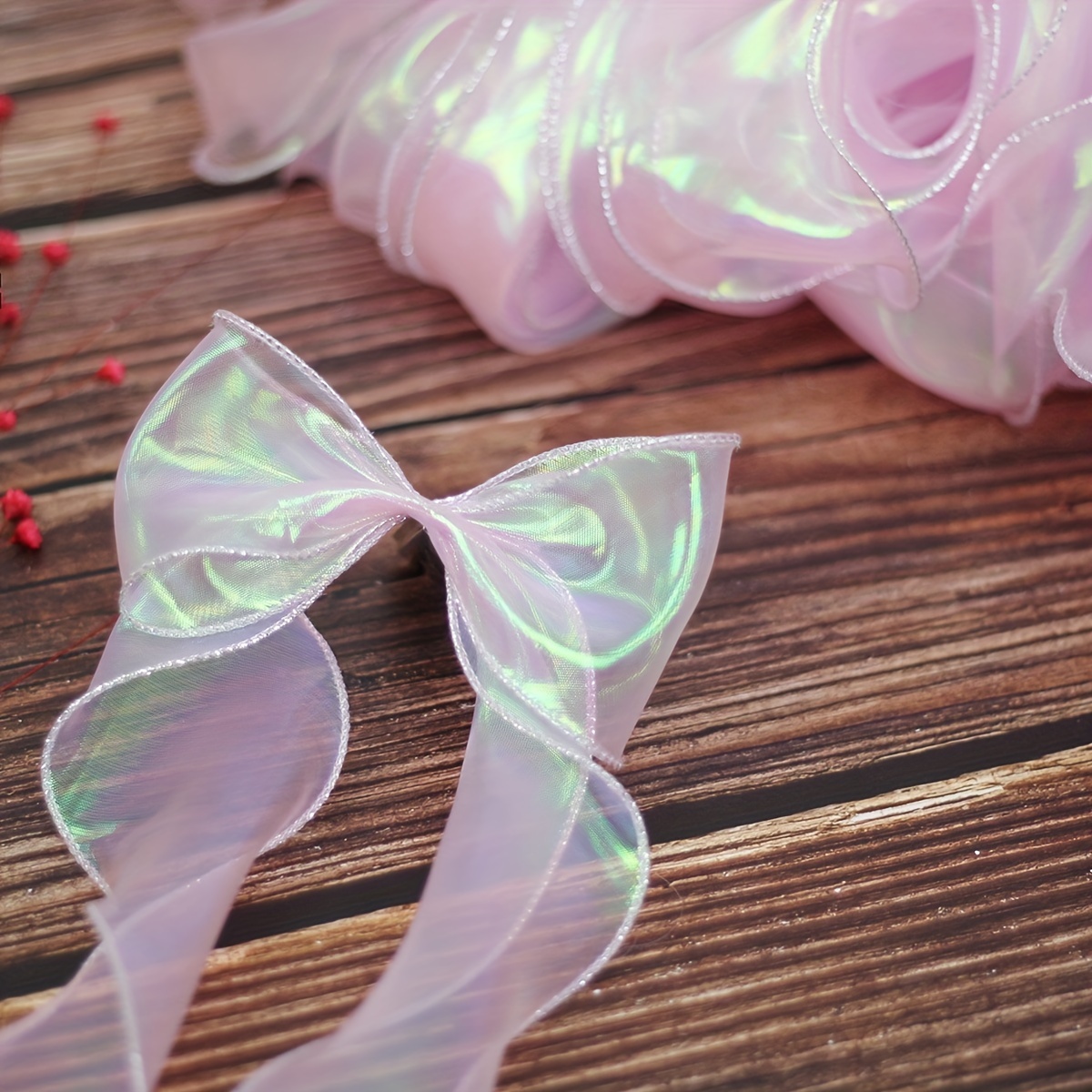 TEMU Ruban de décoration pour cadeaux de Noël, 180 cm de long, 6 cm de large, 2 par , emballage floral en gaze à queue de sirène colorée à bord