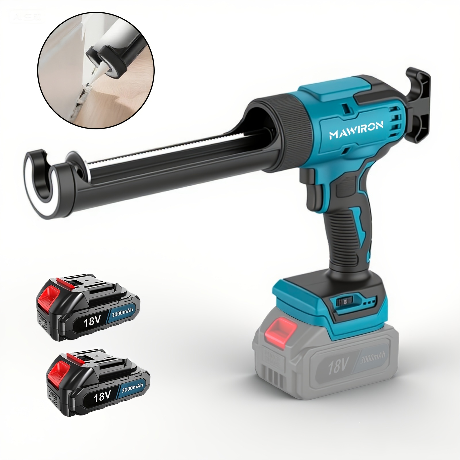 240w Electric Caulking Gun, Cordless Caulk Gun, Electric Cordless Caulk Gun With Large Lcd Display, Led Light, 6 Adjustable Drip-free Sealant Gun For 300ml Cartridge And Filling, Sealing (2 Battery)