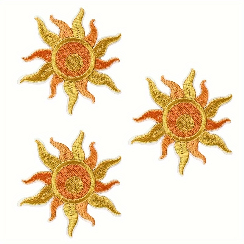 E-shop 3 Stk. DIY bestickte Aufbügler mit heißem Sonnenmuster, lustiger Cartoon-Anime-Modestil, Heißschmelzklebende Aufnäher zum Aufbügeln, Näh-Patches