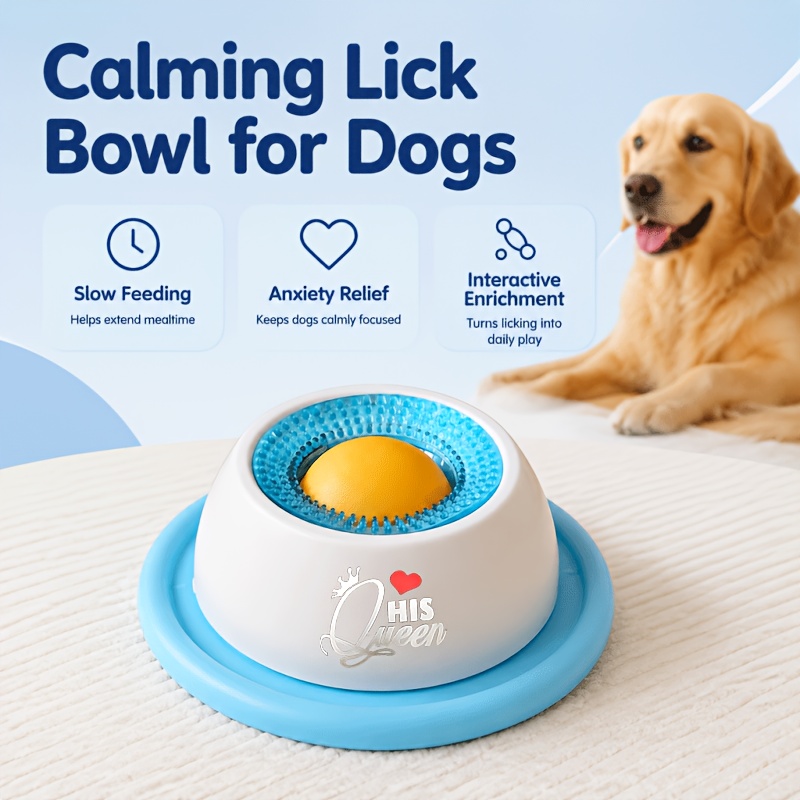 TEMU Cuenco para Crown Heart calmante para perros y gatos, comedero antideslizante con para para comida líquida y húmeda, juguete de enriquecimiento