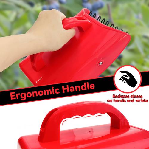 1pc red plastic berry picker for blueberry hawthorn with metal comb ergonomic handle easier blueberry scoop metal comb and ergonomic metal handle