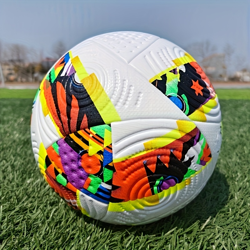 durable   soccer ball seamless     leather anti   wear resistant for adult training   white with colorful   details 5