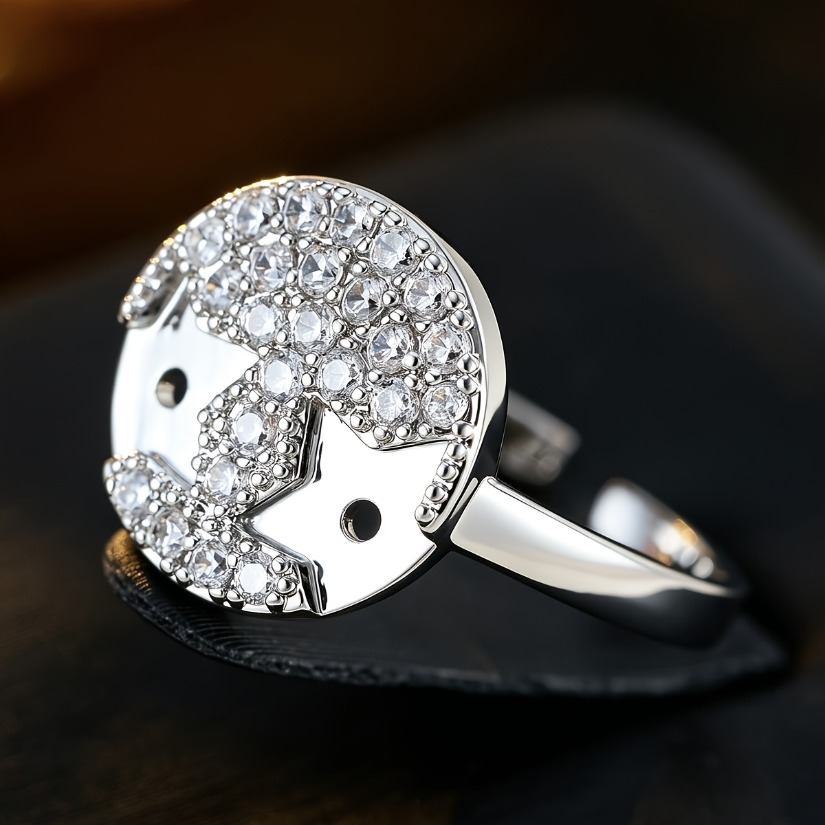 Bohemian Copper Ring with Synthetic Zirconia Inlay, Adjustable