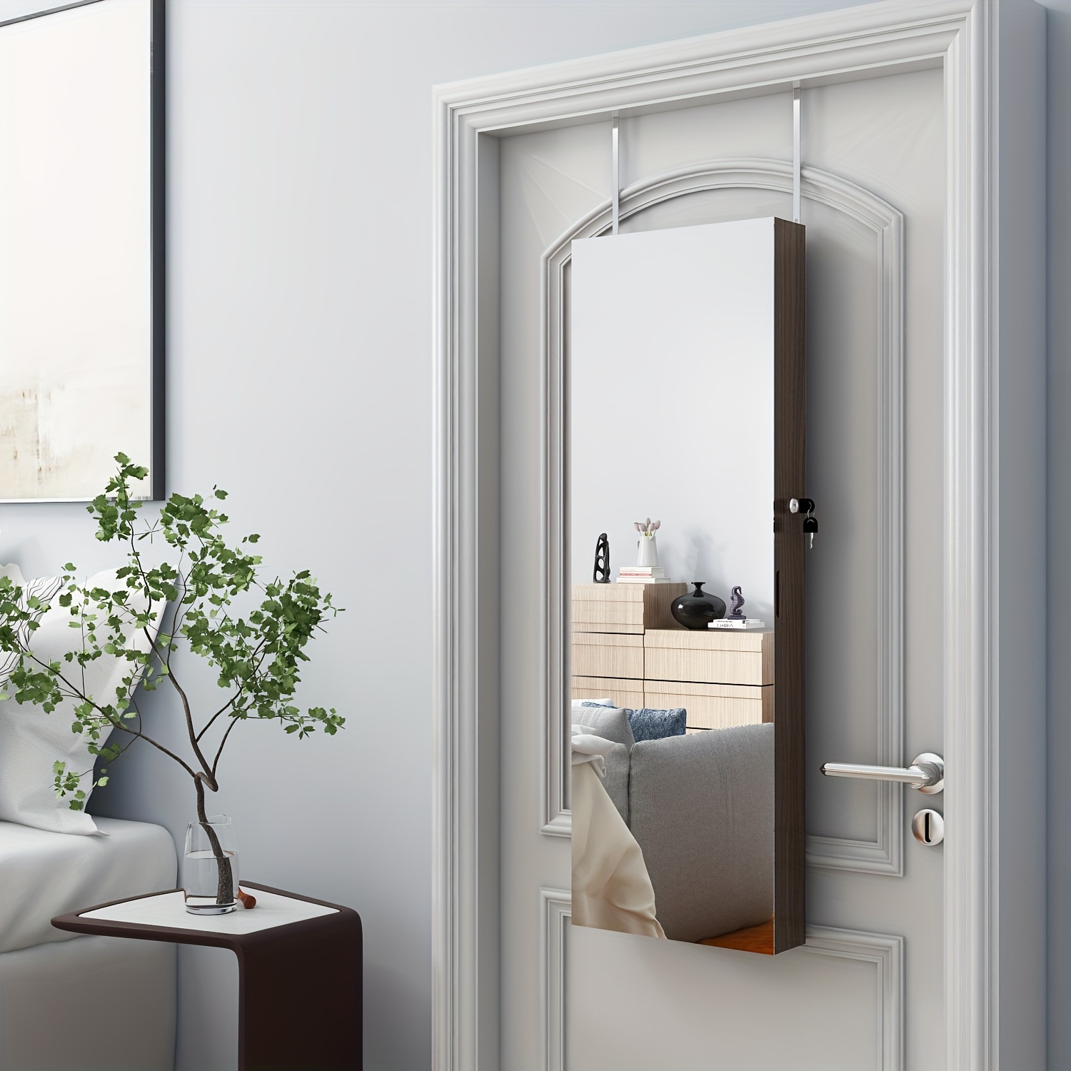 Over door mirror jewelry storage