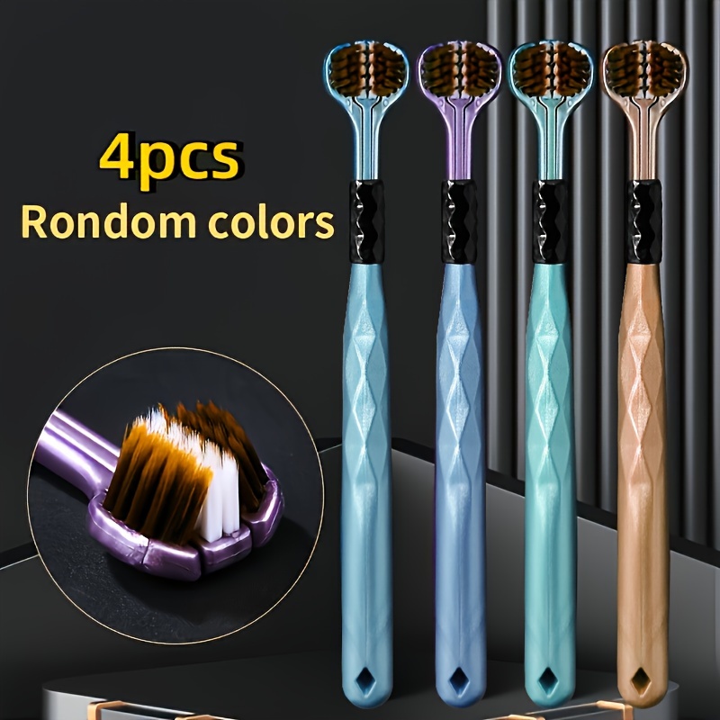 

4pcs Ergonomic Manual Toothbrushes 3- , & - For Adults, For