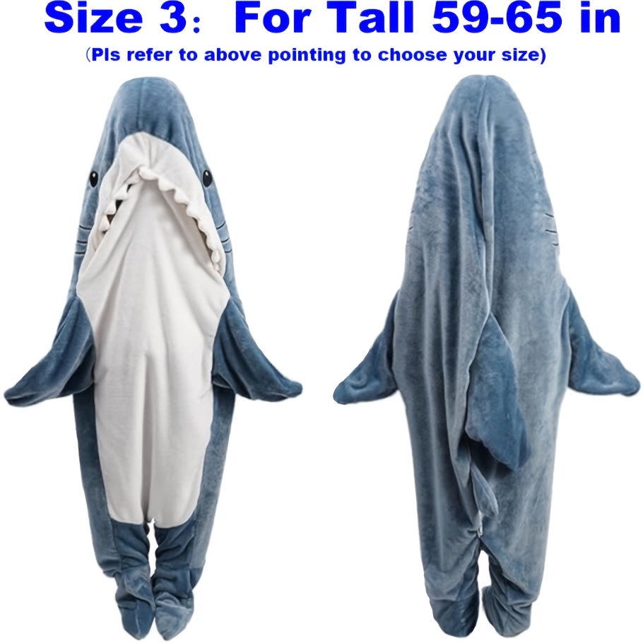 TEMU Shark Blanket Hoodie Onesie For , Soft Flannel Fleece Wearable Sleeping Bag Adult Shark Costume Pajamas Cosplay Lounge Wear For Halloween