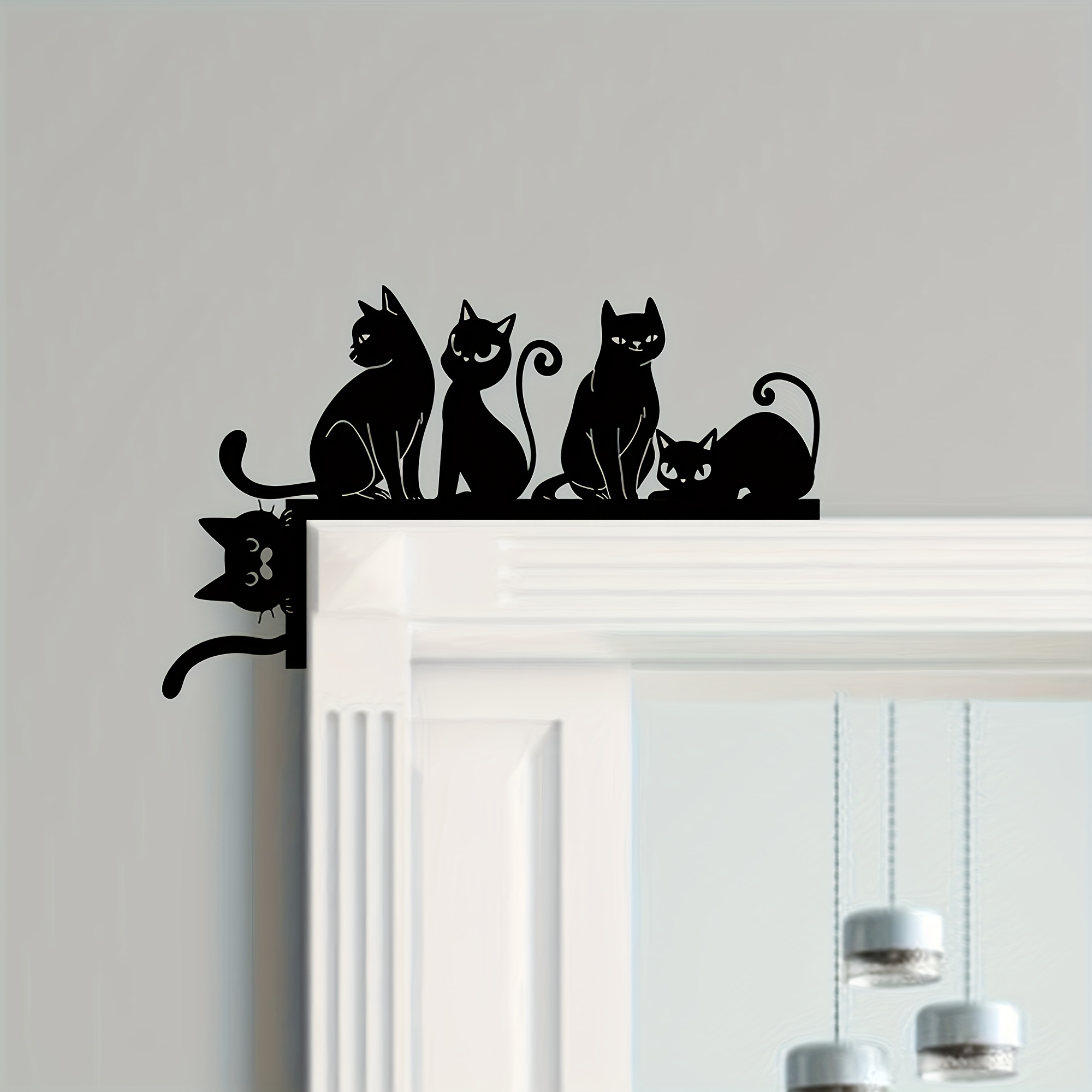 

1pc Whimsycat Metal Cat Silhouette Door Topper, Feline Shelf Bracket, No-feather Animal Theme Wall Art, Indoor Bedroom Decor, Gift For Cat Lovers, Home Accent