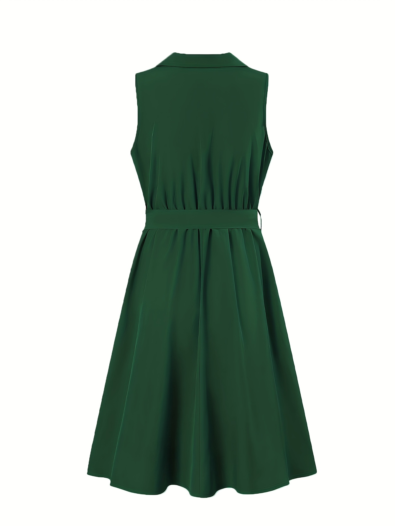 sleeveless collared a line midi dress women belted waist - Temu Mexico