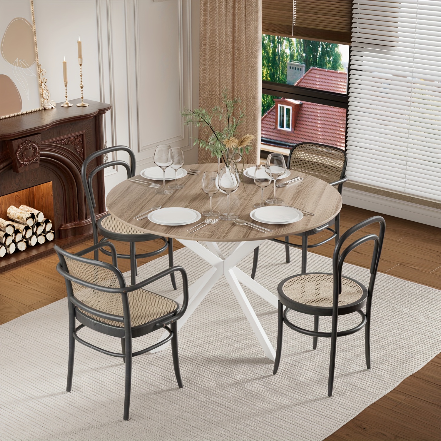 TEMU Tavolo da in legno con struttura a X, per appartamenti, ristoranti, sale riunioni, cucine, caffetterie, sale giochi, ecc., di marrone