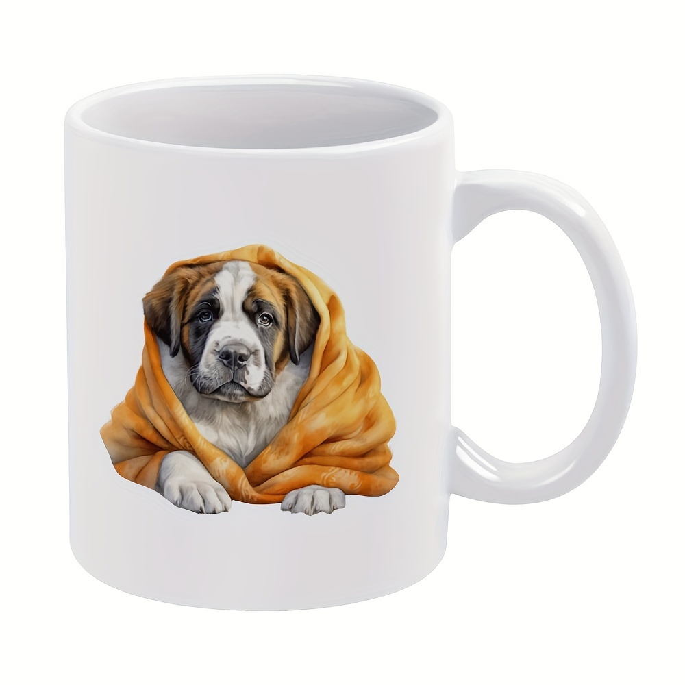 

1pc 11oz Mug For Restaurant, Coffee Mug, Cozy Winter Dogs St. Bernard, Gift For Friends, Sisters, Coffee Drinker, Owner, Ceramic Cup, Holiday Gift