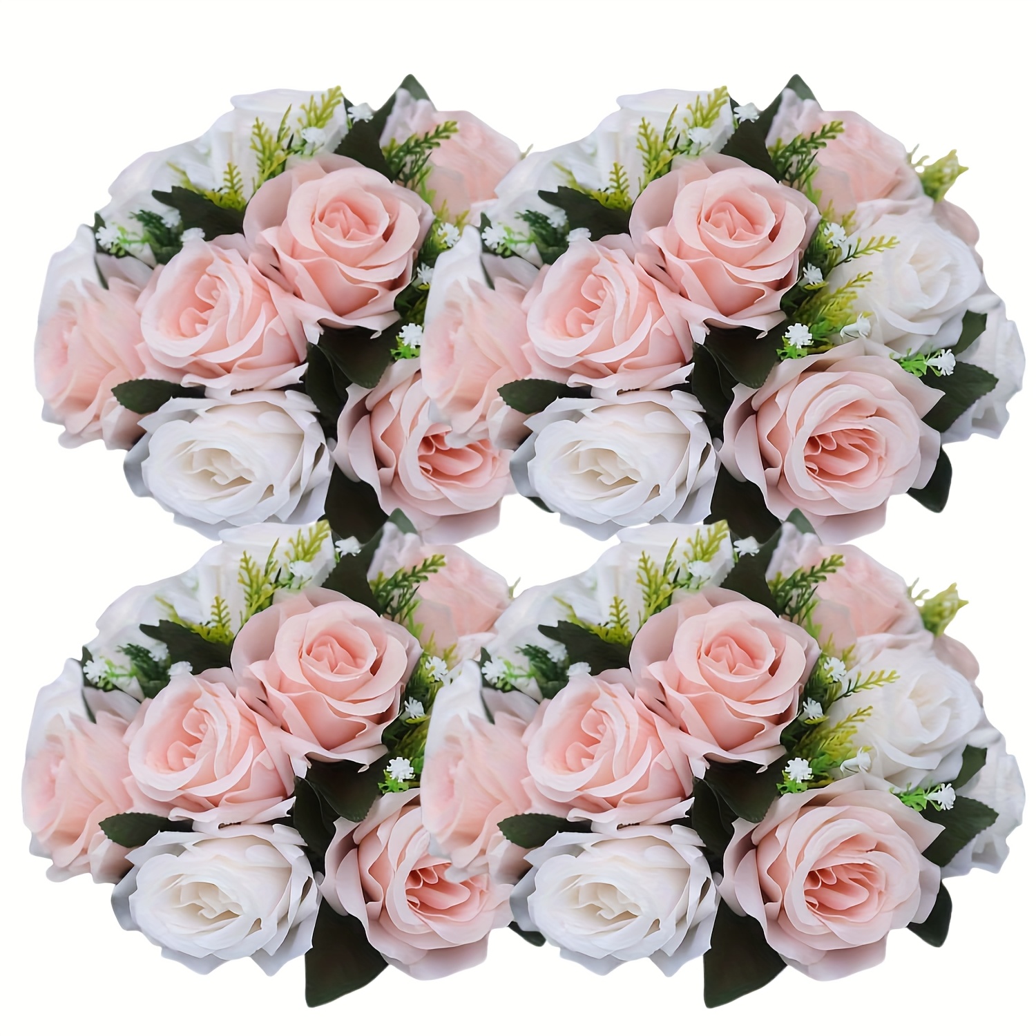 TEMU 4 boules roses demi-circulaires artificielles, décorations de fleurs de roses artificielles adaptées aux de printemps et d'été, décoration