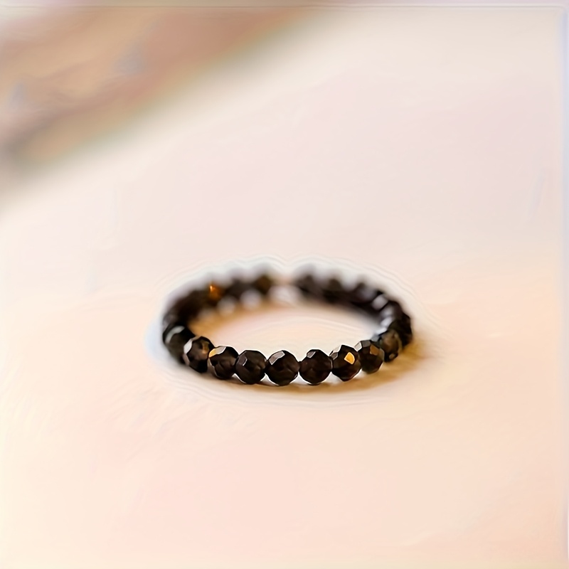 Image of 1pc/2pcs Women's Elastic Ring, Ultra Thin Ring, , 2mm Bead Acrylic Ring, Elegant And Fashionable Women's Ring, Black Plus Transparent White Ring, Versatile Daily And Holiday Gift