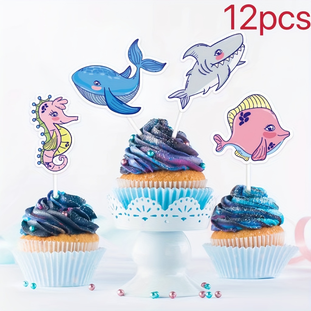 18 Pack Shark Cake Toppers for Shark Attack Sea Creatures Decor Shark  Figurines Decorations Ocean Theme Cupcake Picks for Kids Boys Girls Birthday