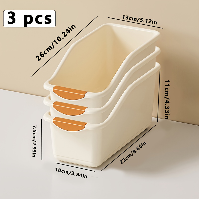 TEMU 3pcs Plastic Multi-functional Storage Box Set, Curved Design Suitable For Home Organization, Cleaning Products And , Storage Bins, Baskets, Home