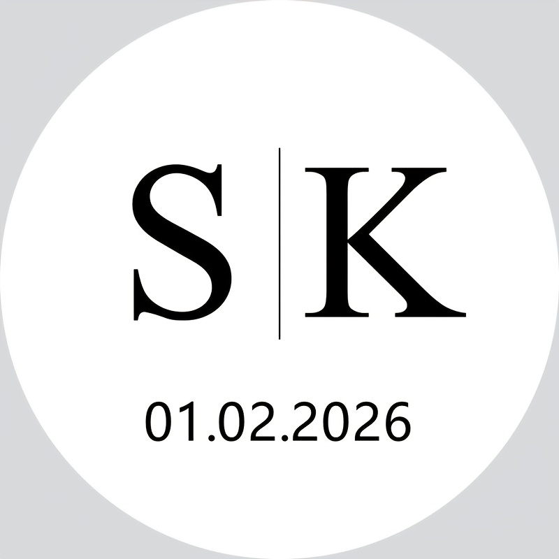 TEMU Fs Personalized Stickers, Custom Initials Couple Stickers, Suitable For Party Decorations, Wedding Couple Name Tags, Round White Matte Stickers,
