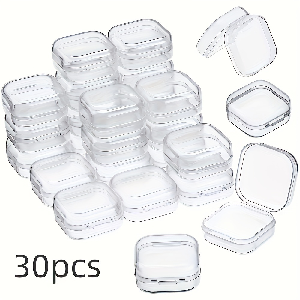 

30 Packs Clear Small Plastic Containers Storage Box Lid For Crafts Jewelry Package Clear