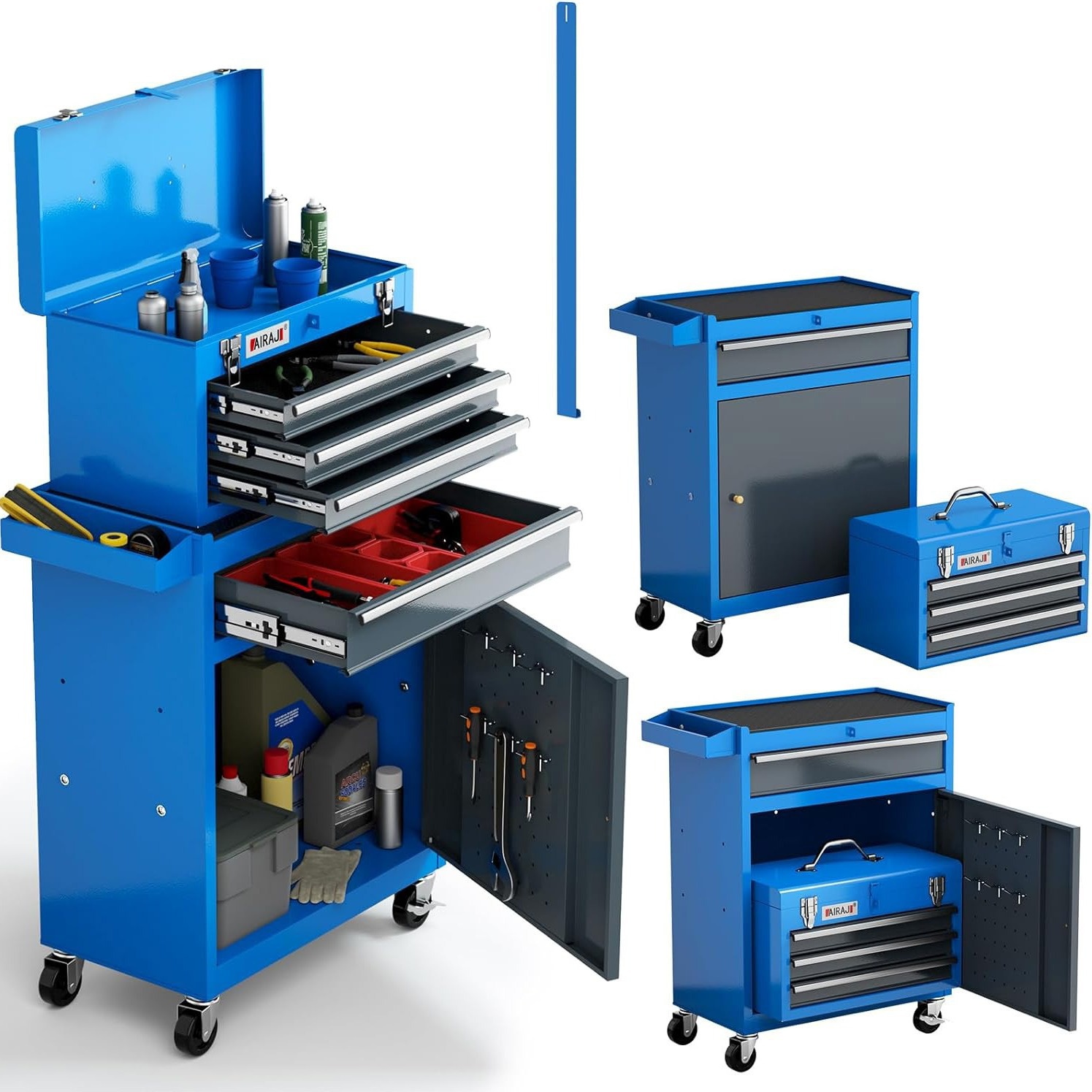 Tool Cabinet With 4 Drawers, 2-in-1 Removable Tool Cabinet, Large Capacity Removable Tool Chest Suitable For Garages, Repair Shops, Etc
