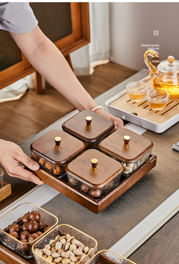 A Set of Japanese-style Walnut Fruit Trays, Suitable for Living Rooms, Family Celebrations, Wedding Parties, Birthdays, Christmas, and Halloween