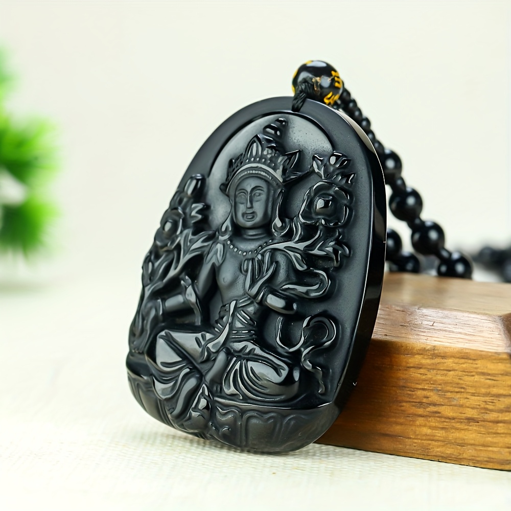 Black Obsidian Pendant Necklace, Unisex Gift