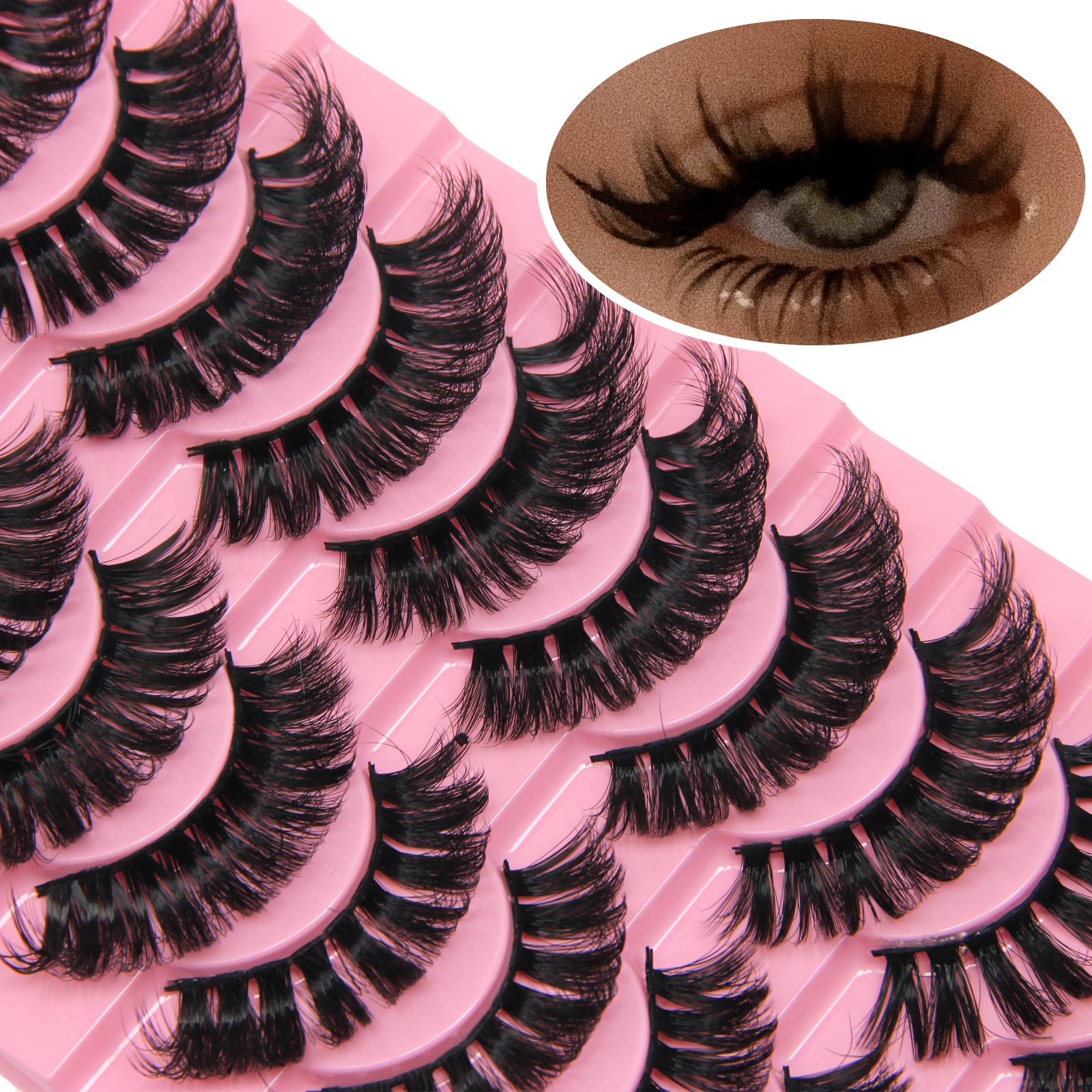 

3d Mink Eyelashes 10 Pairs Set - Fluffy Full Strip Lashes, Look, Lightweight & Comfortable, Unscented Pairs For Eye Enhancement