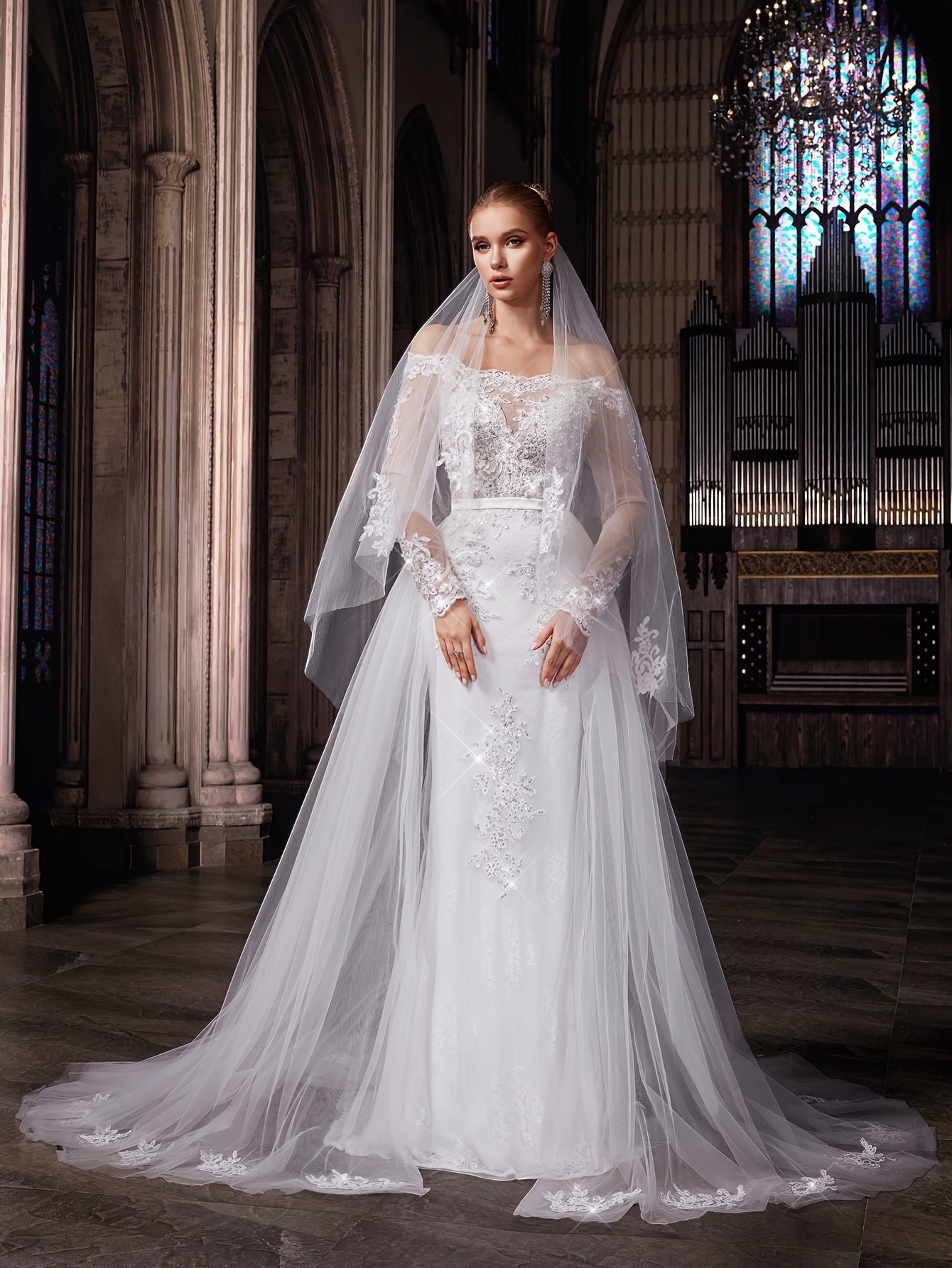 vestido novia elegante hombros descubiertos mujer Temu Colombia