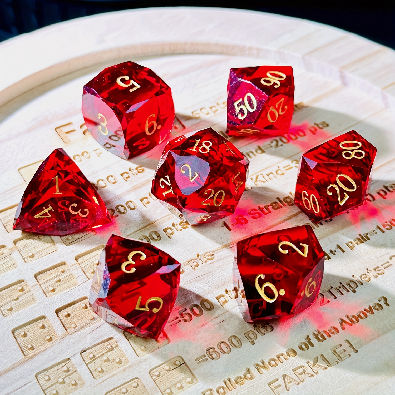 TEMU Multi Colored Prismatic Resin Dice Set/ Hand-cut Optical Refractive Dice/ Suitable For Role-playing Games And Board Games/ D20 D12 D100 D8 D6 D4
