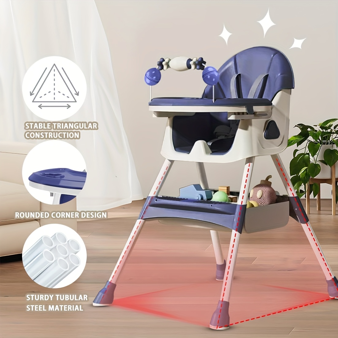Adjustable Portable Dining Chair with 5-Point Harness