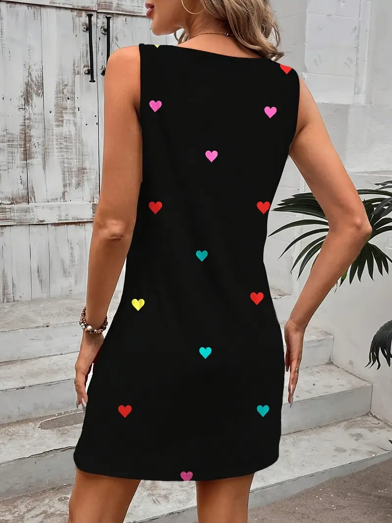Heart Print Fitted Vest Dress Heart Print Fitted Vest Dress