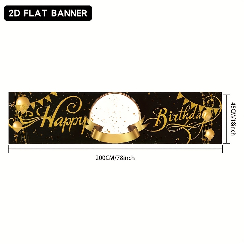 Image of 2d Flat Banner, 1pc Black Golden Custom Photo Personalized Banner, 3 Sizes From, Customize Your Perfect Photo On Birthday Party Banner, Suitable For , No Electricity Required, Polyester Durable.