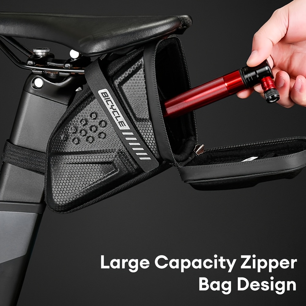 TEMU Eva Hard Shell Bike Bag, Bicycle Seat Bag, Removable Shoulder Strap, Black - Biking Gear Accessories