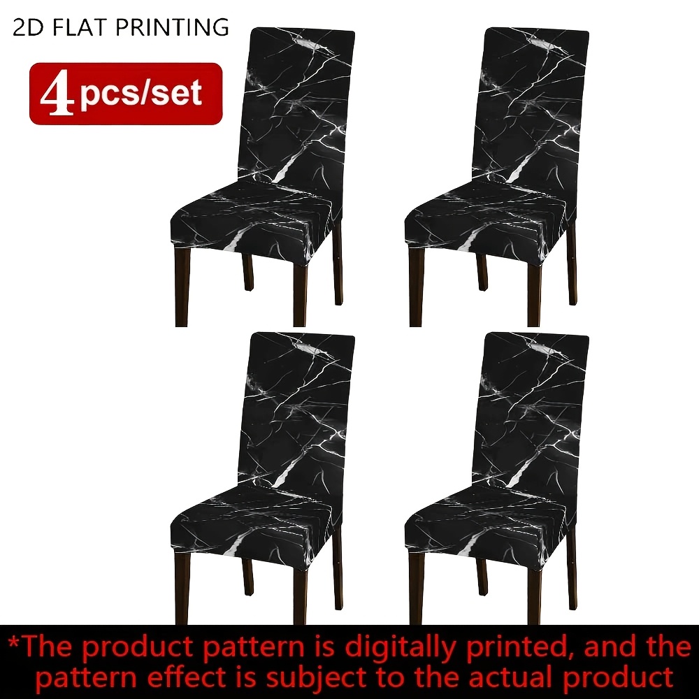 TEMU 4pcs/6pcs Dining Chair Covers, Abstract Ink Splash Pattern Stretch Kitchen Dining Room Chair Covers, Furniture Protectors For Home Decor