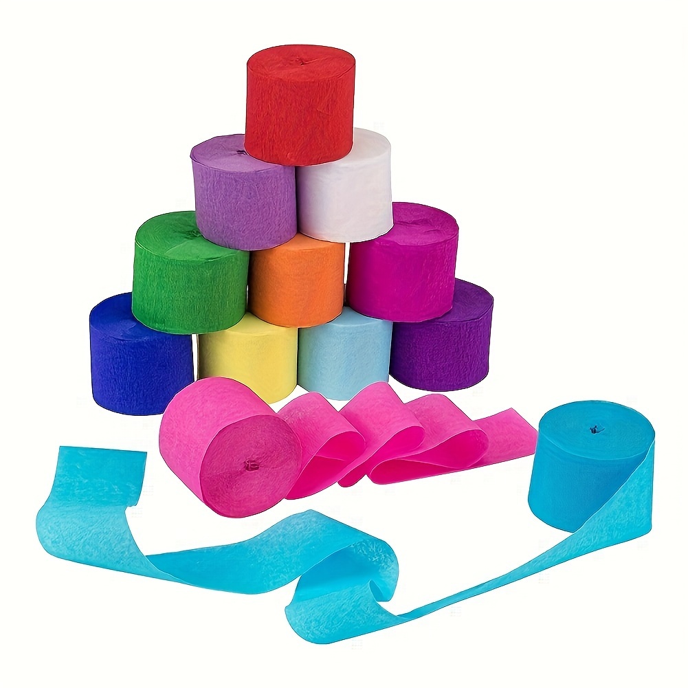 TEMU 12pcs/rolls Crepe Paper Decorations In 12 Colors, 82ft Crepe Paper Decors, For Home Decoration, Parties, Holidays