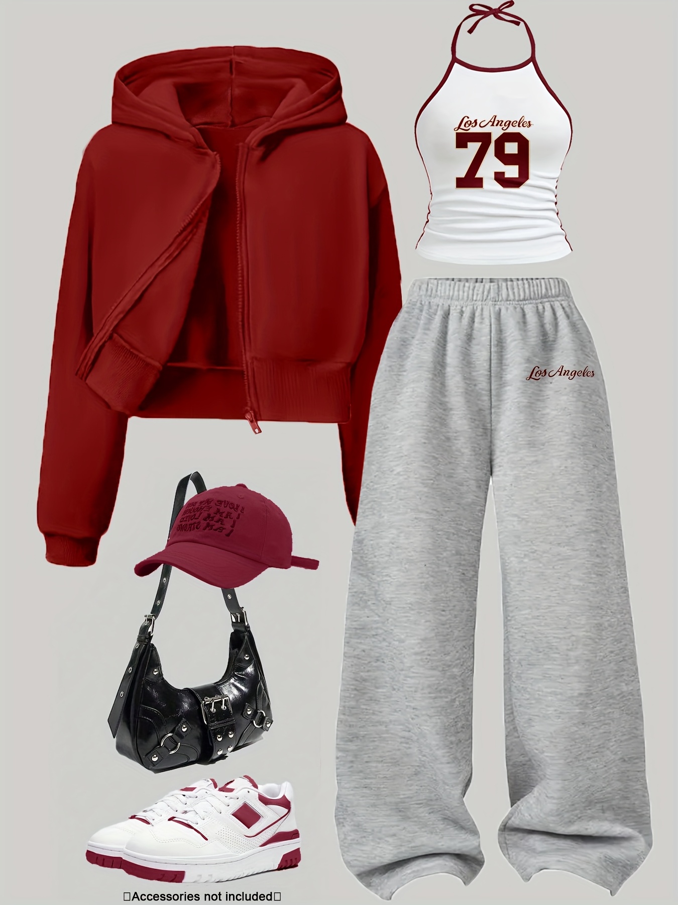 Plus Size Three-Piece Set, Including a Jacket, Tank Top, And Wide-Leg Pants | Casual Loose Autumn And Winter Outfit | A Complete Autumn And Winter Ensemble | Letter And Number Printed Tank Top with Fleece-Lined Hooded Jacket And Pants Set | Suitable