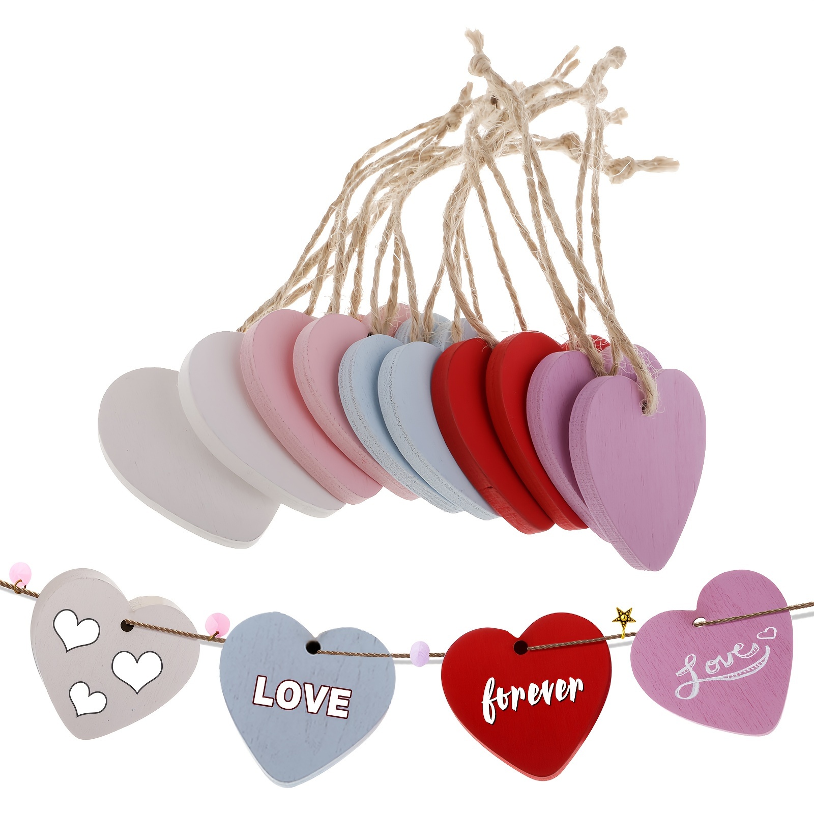 

20pcs Mini Wooden Heart Ornaments - Vintage Style Decor For Weddings, Birthdays & Home Crafts